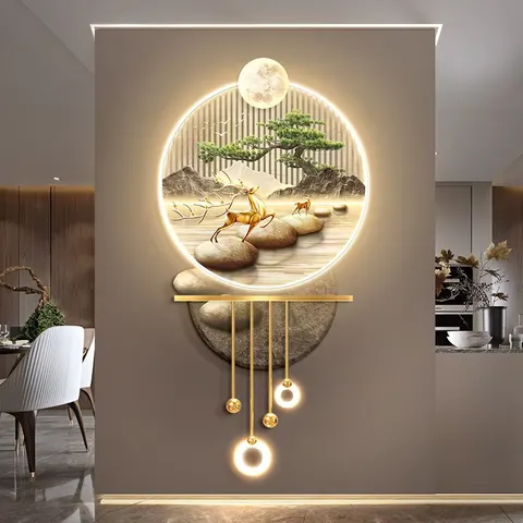 抽象 单幅 装饰画 现代简约 客厅背景墙挂画 LED带灯画