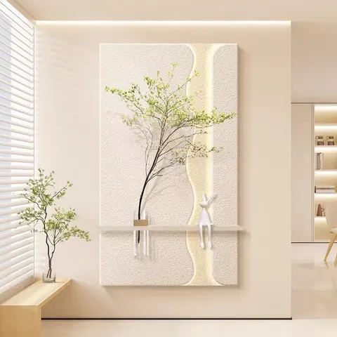 植物 单幅 装饰画 现代简约 玄关背景墙挂画 LED带灯画