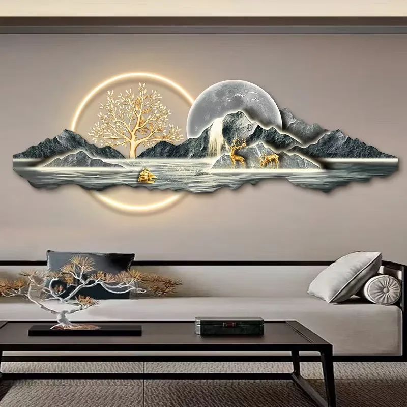 抽象 单幅 装饰画 现代简约 客厅背景墙挂画 LED带灯画