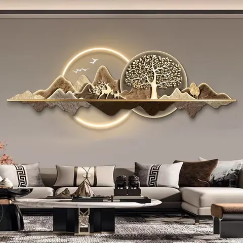 抽象 单幅 装饰画 现代简约 客厅背景墙挂画 LED带灯画