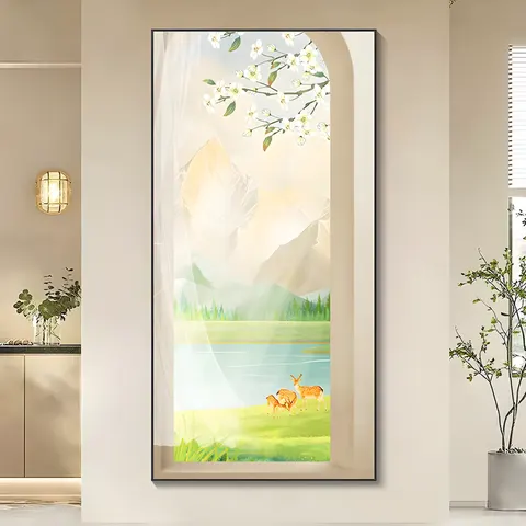 抽象 单幅 装饰画 现代简约 玄关背景墙挂画 晶瓷画