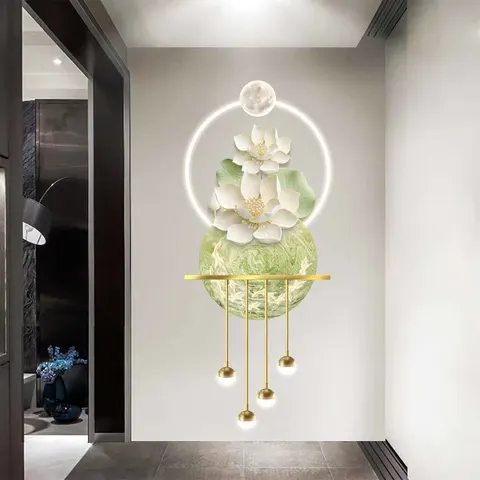 荷花 单幅 装饰画 现代简约 客厅背景墙挂画 LED带灯画