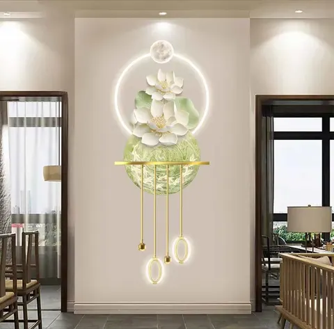 荷花 单幅 装饰画 现代简约 客厅背景墙挂画 LED带灯画