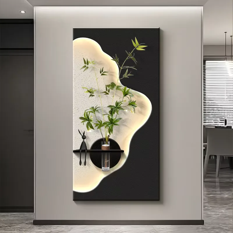 抽象 单幅 装饰画 现代简约 玄关背景墙挂画 LED带灯画