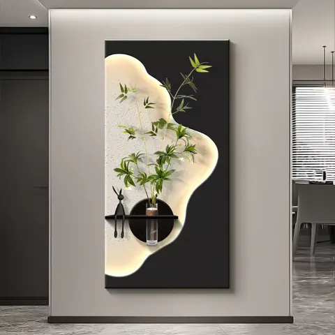 抽象 单幅 装饰画 现代简约 玄关背景墙挂画 LED带灯画
