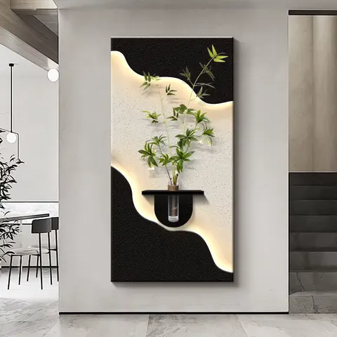 抽象 单幅 装饰画 现代简约 玄关背景墙挂画 LED带灯画