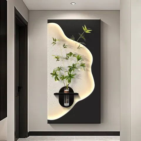 抽象 单幅 装饰画 现代简约 玄关背景墙挂画 LED带灯画