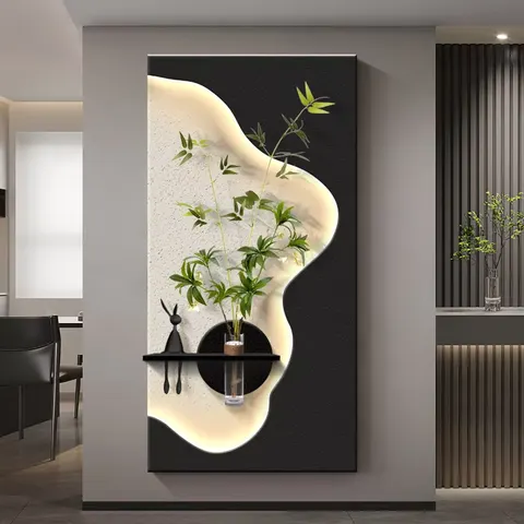 抽象 单幅 装饰画 现代简约 玄关背景墙挂画 LED带灯画