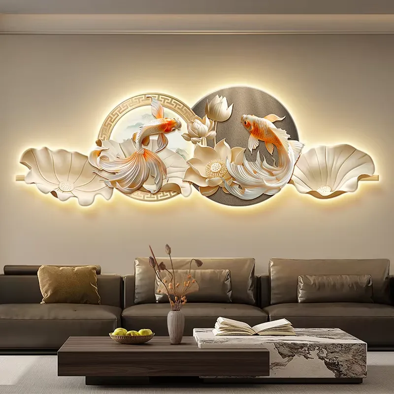抽象 单幅 装饰画 现代简约 客厅背景墙挂画 LED带灯画