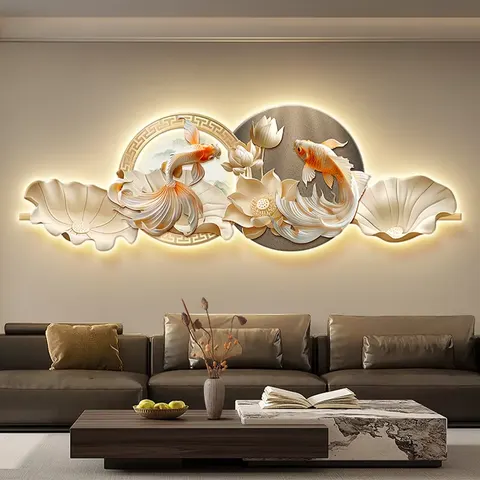 抽象 单幅 装饰画 现代简约 客厅背景墙挂画 LED带灯画
