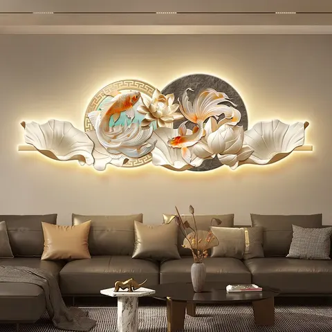 抽象 单幅 装饰画 现代简约 客厅背景墙挂画 LED带灯画