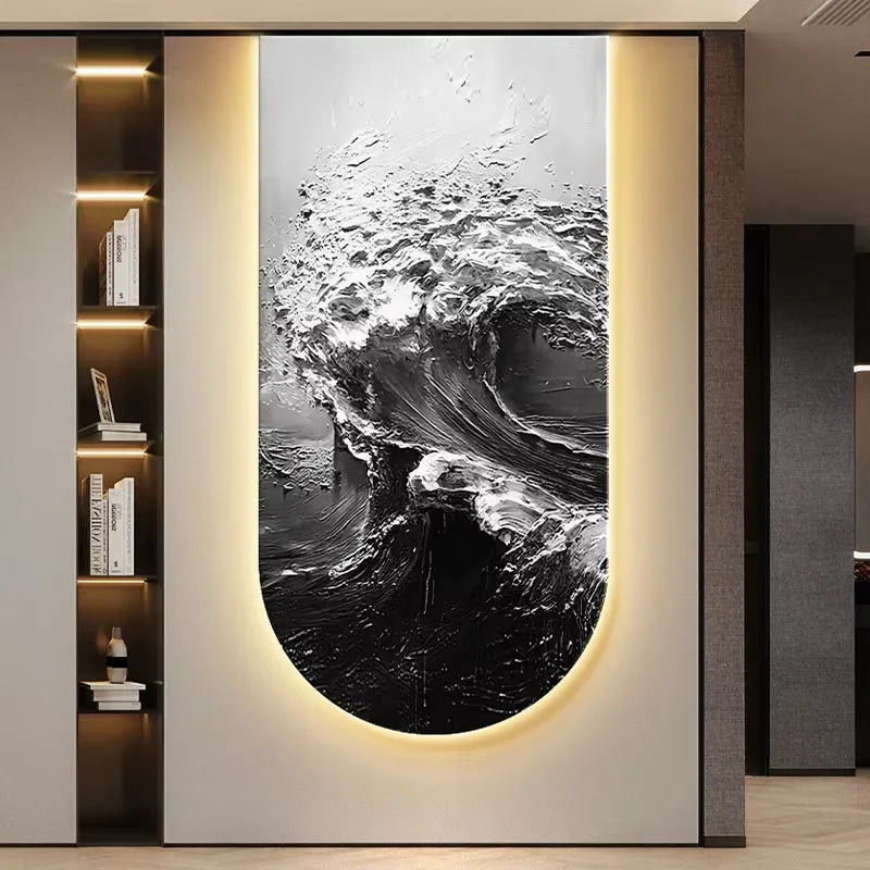 海浪 单幅 装饰画 现代简约 玄关背景墙挂画 晶瓷画