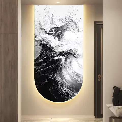 海浪 单幅 装饰画 现代简约 玄关背景墙挂画 晶瓷画