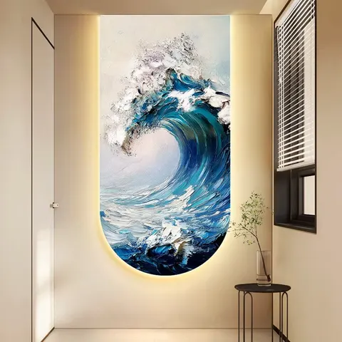 海浪 单幅 装饰画 现代简约 玄关背景墙挂画 晶瓷画