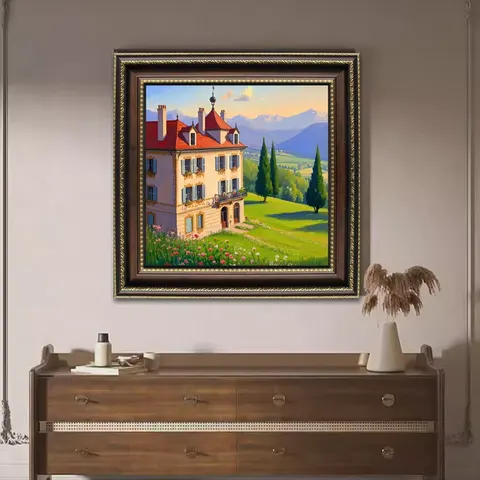 山水 单幅 装饰画 欧式 客厅背景墙挂画 手绘油画