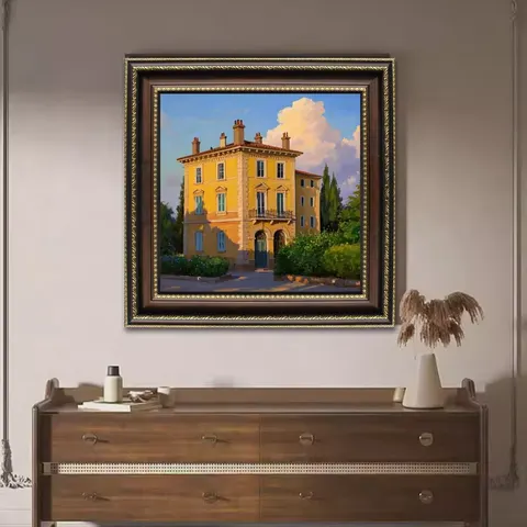 山水 单幅 装饰画 欧式 客厅背景墙挂画 手绘油画