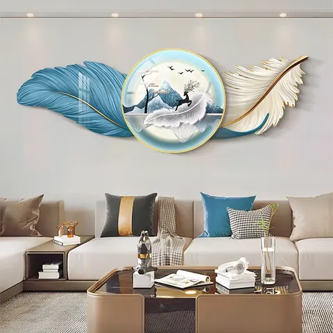 羽毛 单幅 装饰画 现代简约 客厅背景墙挂画 LED带灯画