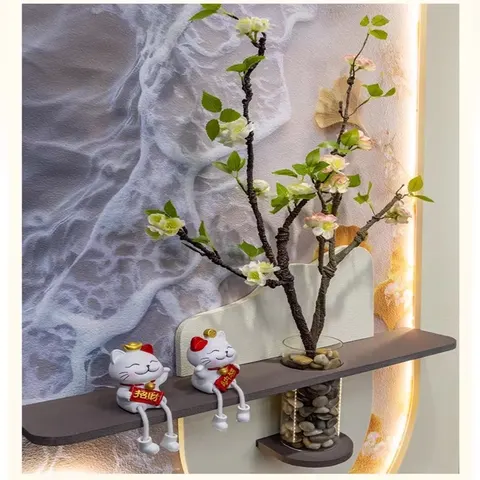 植物 单幅 装饰画 奶油风 玄关背景墙挂画 LED带灯画