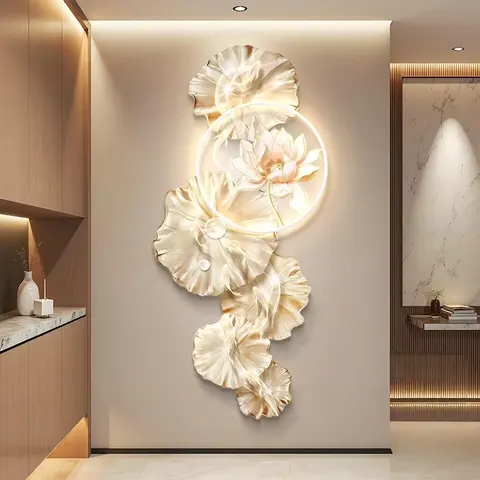 锦鲤 单幅 装饰画 现代简约 玄关背景墙挂画 LED带灯画