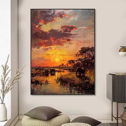 山水 单幅 装饰画 现代简约 客厅背景墙挂画 手绘油画