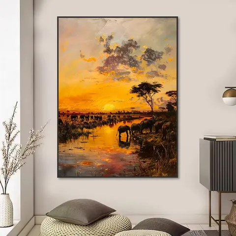 山水 单幅 装饰画 现代简约 客厅背景墙挂画 手绘油画