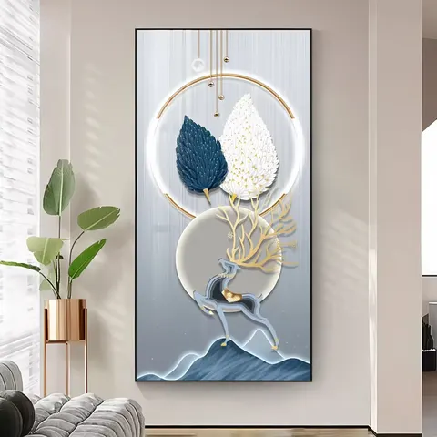 羽毛 单幅 装饰画 现代简约 客厅背景墙挂画 LED带灯画