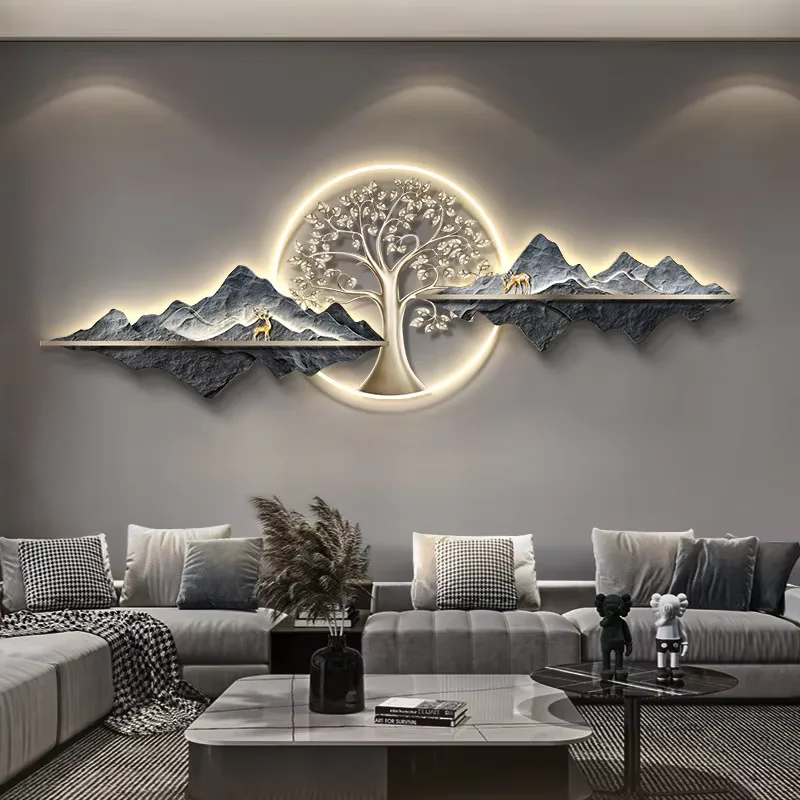 抽象 单幅 装饰画 现代简约 客厅背景墙挂画 LED带灯画