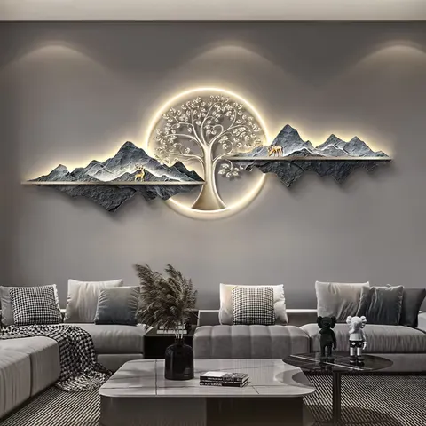 抽象 单幅 装饰画 现代简约 客厅背景墙挂画 LED带灯画