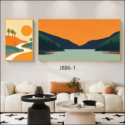 山水 单幅 装饰画 现代简约 酒店背景墙挂画 晶瓷画