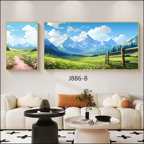 山水 单幅 装饰画 现代简约 酒店背景墙挂画 晶瓷画