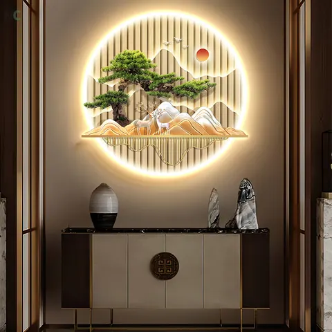抽象 单幅 装饰画 现代简约 玄关背景墙挂画 LED带灯画