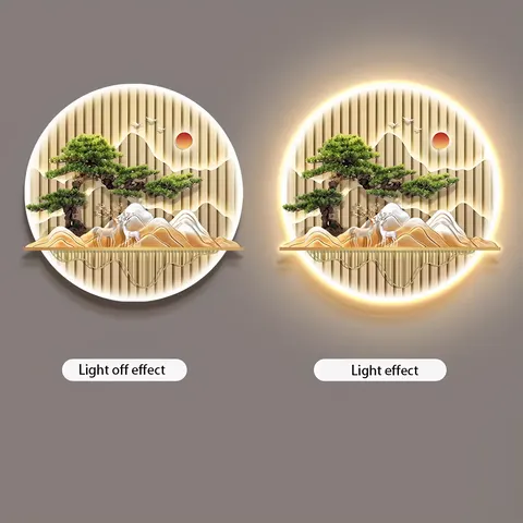 抽象 单幅 装饰画 现代简约 玄关背景墙挂画 LED带灯画