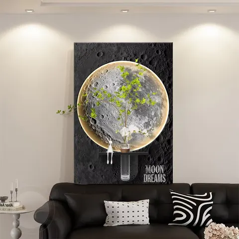 植物 单幅 装饰画 现代简约 客厅背景墙挂画 LED带灯画