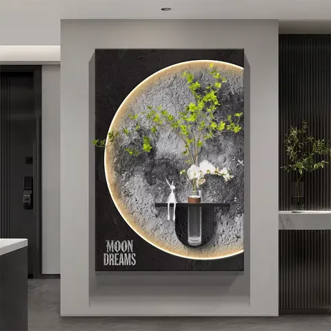 植物 单幅 装饰画 现代简约 客厅背景墙挂画 LED带灯画