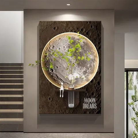 植物 单幅 装饰画 现代简约 客厅背景墙挂画 LED带灯画