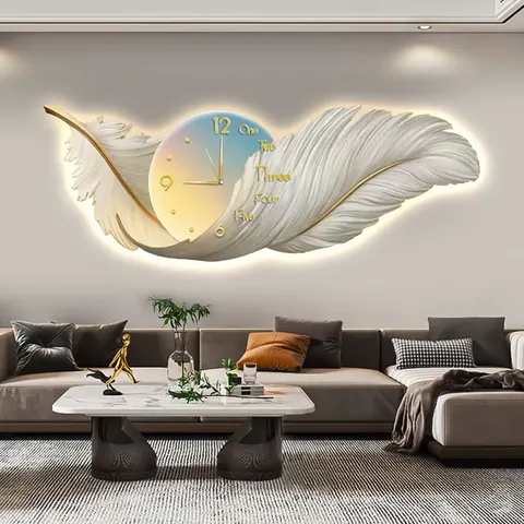 羽毛 单幅 装饰画 现代简约 客厅背景墙挂画 LED带灯画