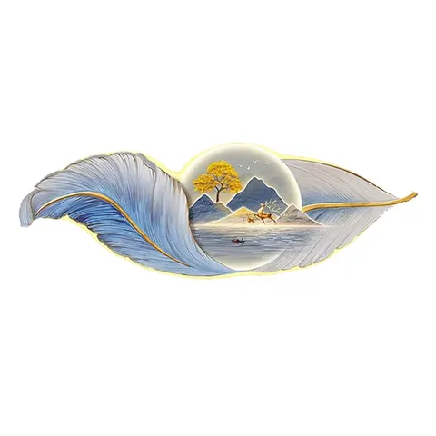 羽毛 单幅 装饰画 现代简约 客厅背景墙挂画 LED带灯画