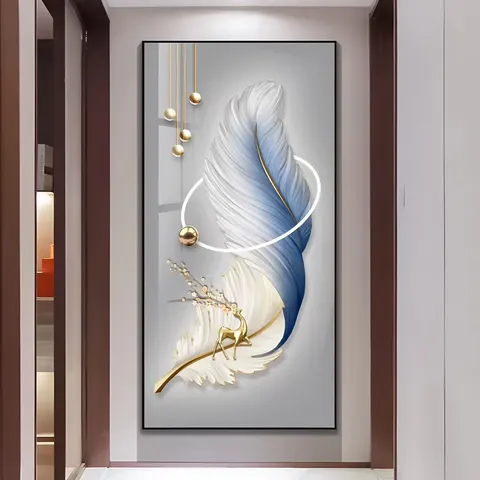 羽毛 单幅 装饰画 现代简约 客厅背景墙挂画 LED带灯画