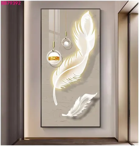 羽毛 单幅 装饰画 现代简约 客厅背景墙挂画 LED带灯画