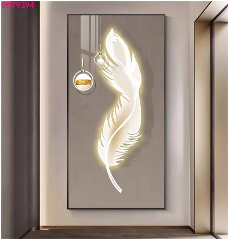 羽毛 单幅 装饰画 现代简约 客厅背景墙挂画 LED带灯画