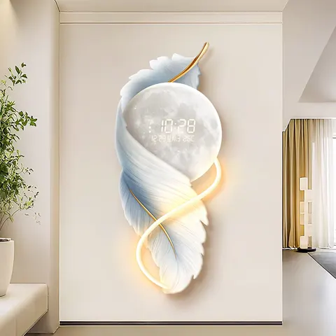 羽毛 单幅 装饰画 现代简约 玄关背景墙挂画 LED带灯画