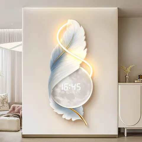 羽毛 单幅 装饰画 现代简约 玄关背景墙挂画 LED带灯画