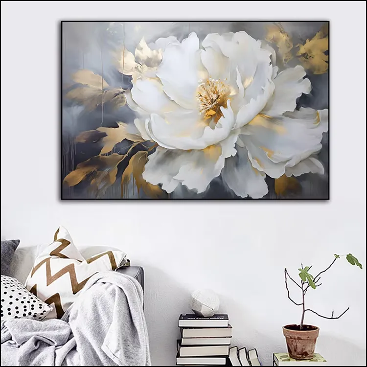 繁花 单幅 装饰画 现代简约 玄关背景墙挂画 晶瓷画