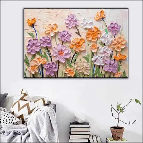 繁花 单幅 装饰画 现代简约 玄关背景墙挂画 晶瓷画