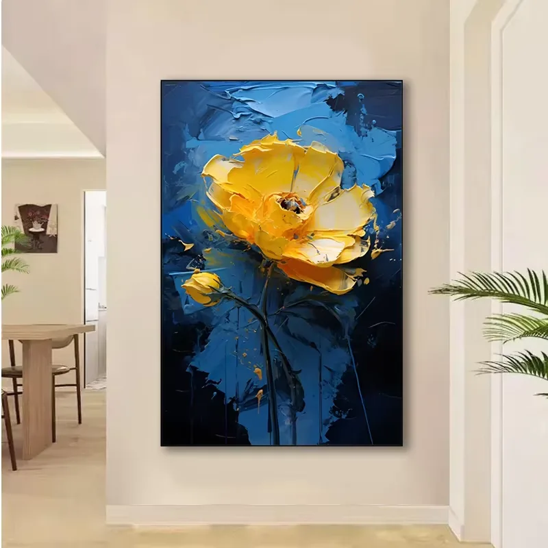 繁花 单幅 装饰画 现代简约 玄关背景墙挂画 手绘油画
