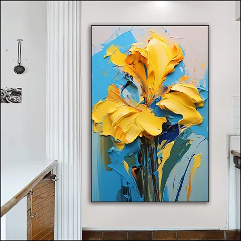 繁花 单幅 装饰画 现代简约 玄关背景墙挂画 手绘油画