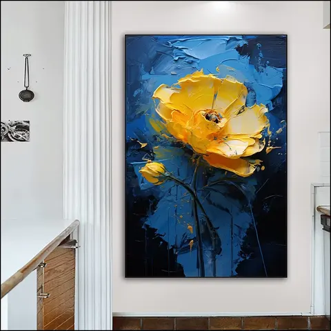 繁花 单幅 装饰画 现代简约 玄关背景墙挂画 手绘油画