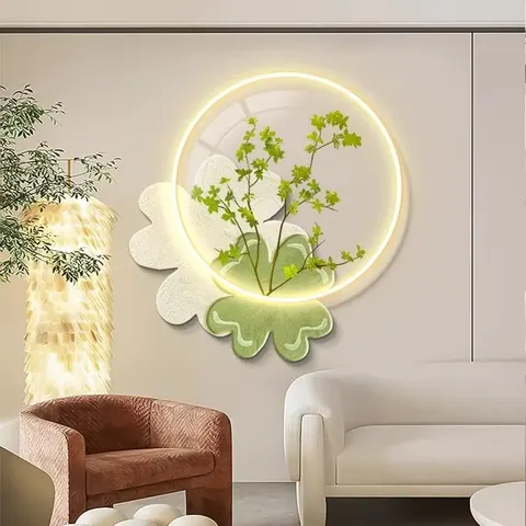 植物 单幅 装饰画 现代简约 餐厅背景墙挂画 LED带灯画