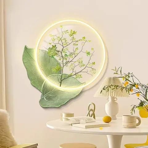 植物 单幅 装饰画 现代简约 餐厅背景墙挂画 LED带灯画