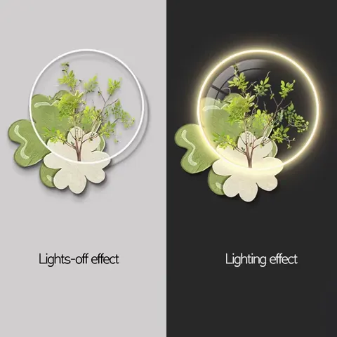 植物 单幅 装饰画 现代简约 餐厅背景墙挂画 LED带灯画